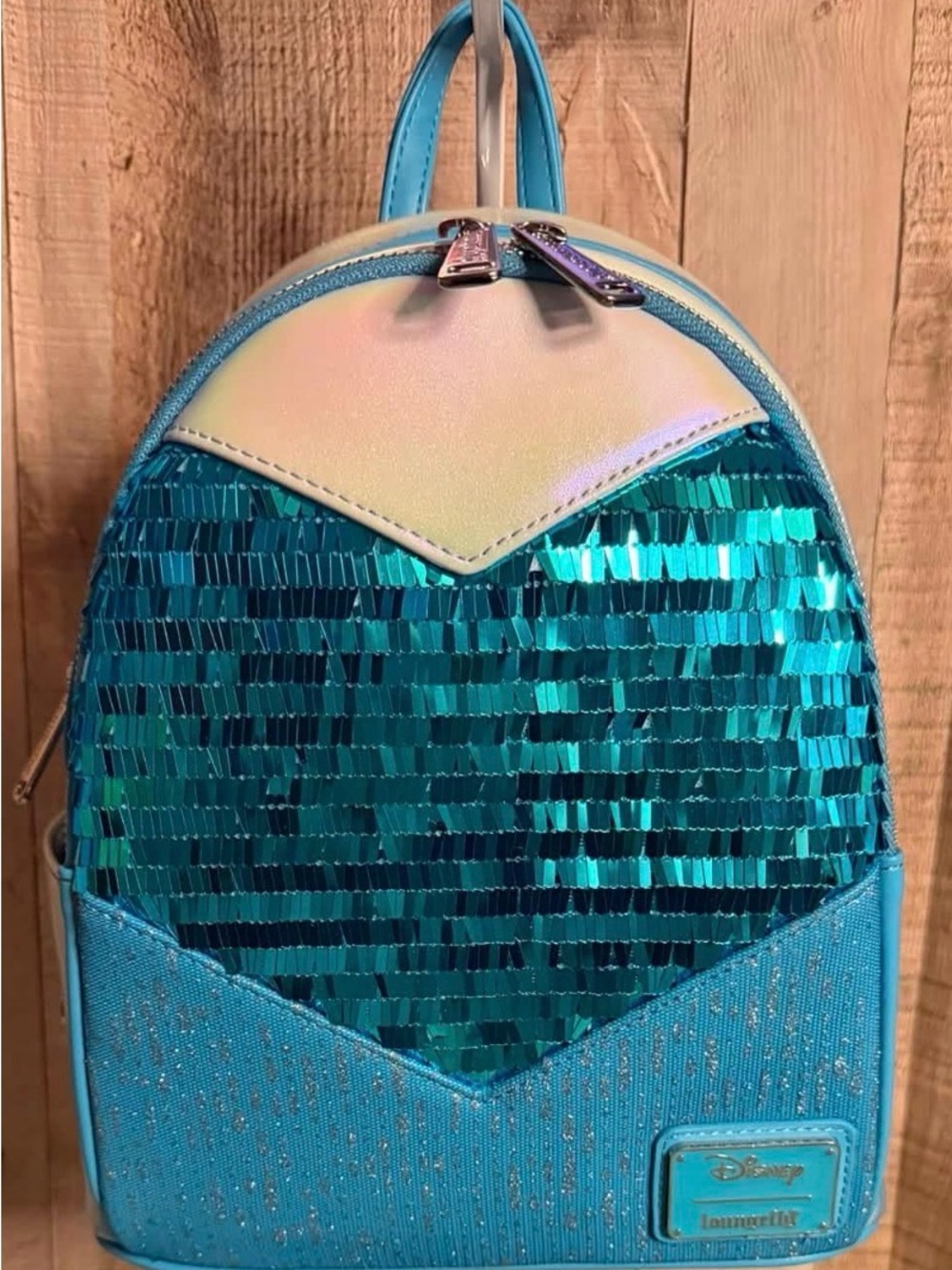 Loungefly Disney Frozen Elsa Mini Backpack Blue Sequin Snowflake Cosplay Bag NWT
